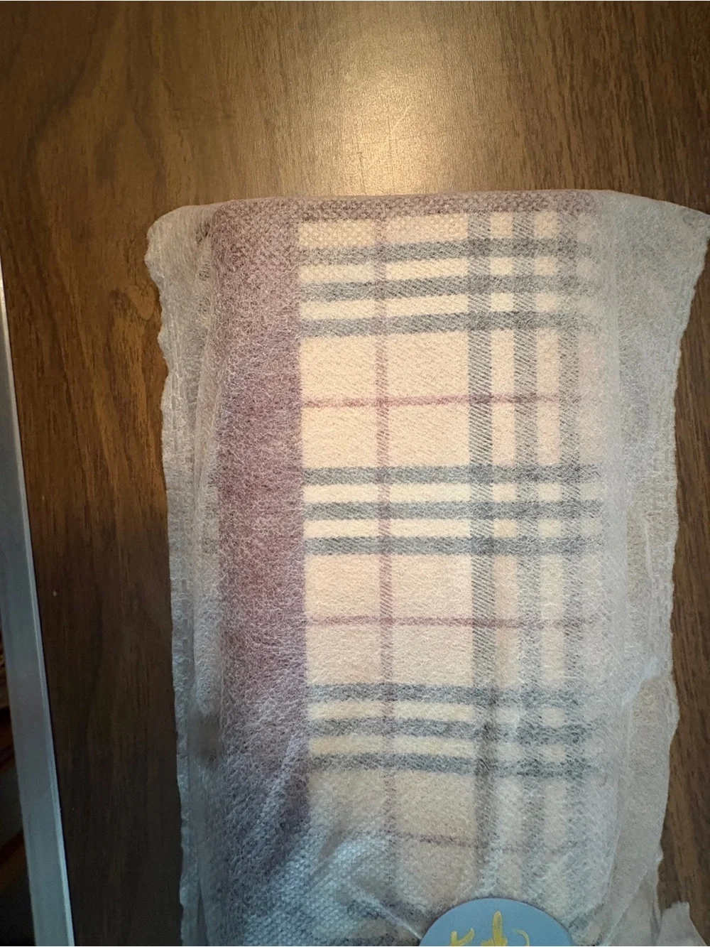 Burberry Beige Nova Check Card Holder with Burgundy Trim